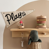 Play All Day Canvas Pennant Flag - Kids Playroom Decor