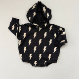 Hooded Bubble Romper  |  Black Bolts