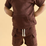 Terry Cargo Shorts Set | Chocolate