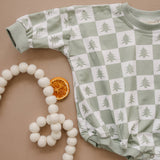 Checkered Christmas Tree Bamboo Bubble Romper