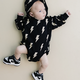 Hooded Bubble Romper  |  Black Bolts
