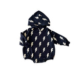 Hooded Bubble Romper  |  Black Bolts