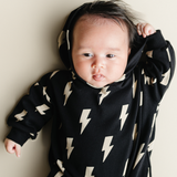 Hooded Bubble Romper  |  Black Bolts