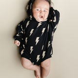 Hooded Bubble Romper  |  Black Bolts