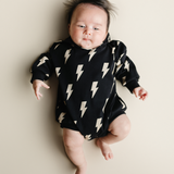 Hooded Bubble Romper  |  Black Bolts
