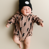 Hooded Bubble Romper  | Mocha Bolts