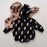 Hooded Bubble Romper  | Mocha Bolts