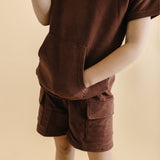 Terry Cargo Shorts Set | Chocolate