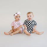 Checkered Shorts Set | Pink