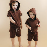 Terry Cargo Shorts Set | Chocolate