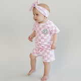Checkered Shorts Set | Pink