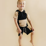 Terry Cargo Shorts Set | Black & Tan