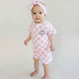 Checkered Shorts Set | Pink