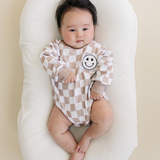 Bubble Romper | Checkered Smiley Latte