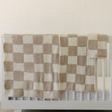 Taupe Checkered Plush Blanket
