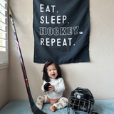 Eat Sleep Hockey Banner | Fabric Wall Sign