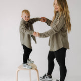 Adult Waffle Shacket | Khaki Green