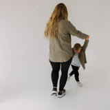 Adult Waffle Shacket | Khaki Green