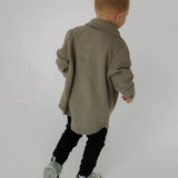 Kids Waffle Shacket | Khaki Green