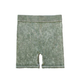 ACID WASH BIKER SHORTS - DUSTY GREEN