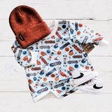 Blue Skateboard Long Sleeve Bubble Romper