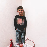 Checkered Heart Eyes | Black Long OR Short Sleeve