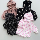Hooded Bubble Romper  | Mocha Bolts