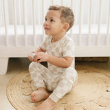 Neutral Checker 2pc Bamboo Pajamas - Toddler Boy PJs Set