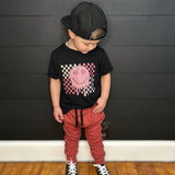 Checkered Heart Eyes | Black Long OR Short Sleeve