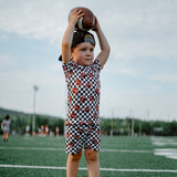 CHECKERED FOOTBALL DREAM SHORT SET