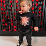 Checkered Heart Eyes | Black Long OR Short Sleeve