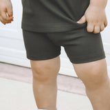 Ribbed Biker Short - Charcoal