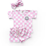 Checkered Shorts Set | Pink