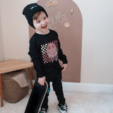 Checkered Heart Eyes | Black Long OR Short Sleeve