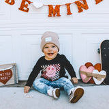 Checkered Heart Eyes | Black Long OR Short Sleeve