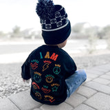 Black Smiley Check Beanie