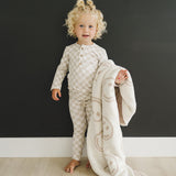 Smiley Taupe Plush Blanket