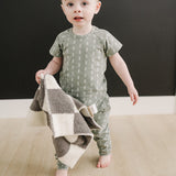 Charcoal Checkered Plush Blanket