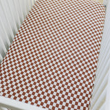 Rust Checkered Bamboo Stretch Crib Sheet