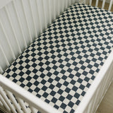 Charcoal Checkered Muslin Crib Sheet