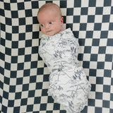 Charcoal Checkered Muslin Crib Sheet