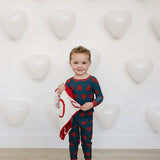 Navy + Red Hearts Ribbed Bamboo Cozy Set