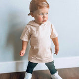 Hooded Short Sleeve Sweatshirt - Sand