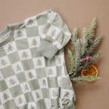 Checkered Christmas Tree Bamboo Bubble Romper
