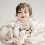 Checkered Plush Blanket | Latte