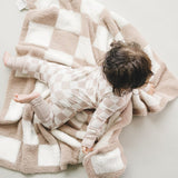 Checkered Plush Blanket | Latte