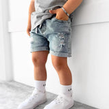 Distressed Denim Shorts