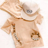 Hooded Short Sleeve Sweatshirt - Sand