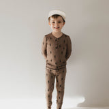 Bamboo Two Piece Pajamas | Brown & Black Lightning Bolt