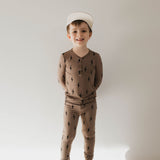 Bamboo Two Piece Pajamas | Brown & Black Lightning Bolt